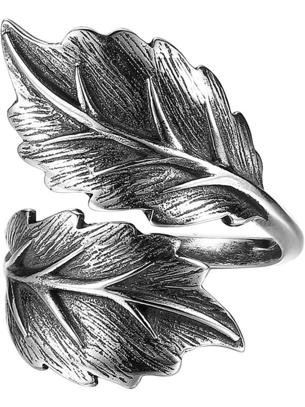 Vintage 925 Sterling Silver Leaf Ring - Adjustable Floral Statement Jewelry Gift